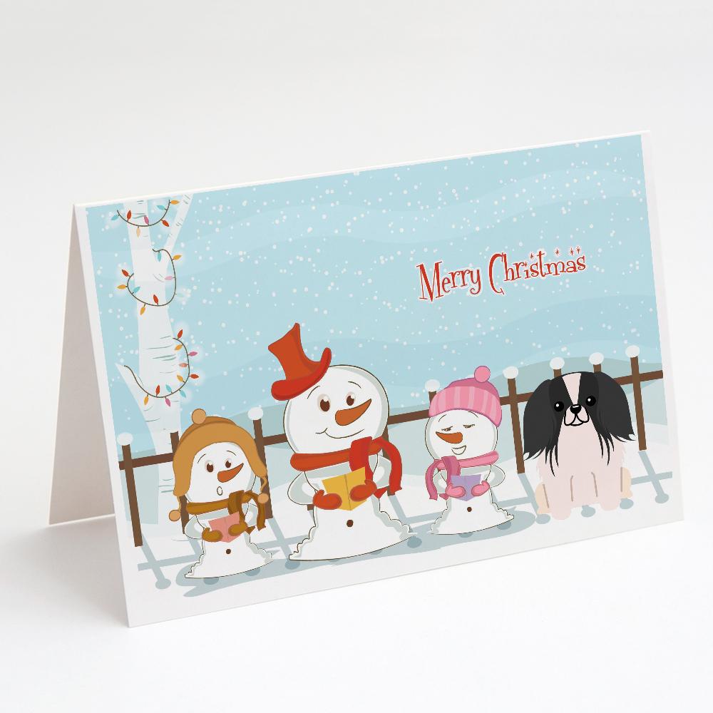 Buy this Merry Christmas Carolers Pekingese Black White Greeting Cards and Envelopes Pack of 8