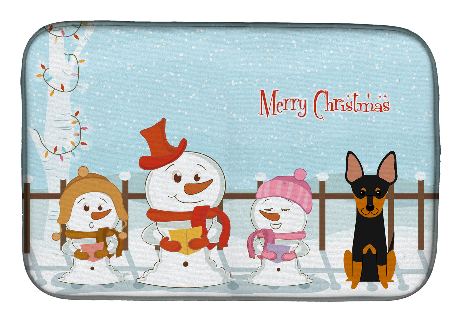 Merry Christmas Carolers English Toy Terrier Dish Drying Mat BB2440DDM  the-store.com.