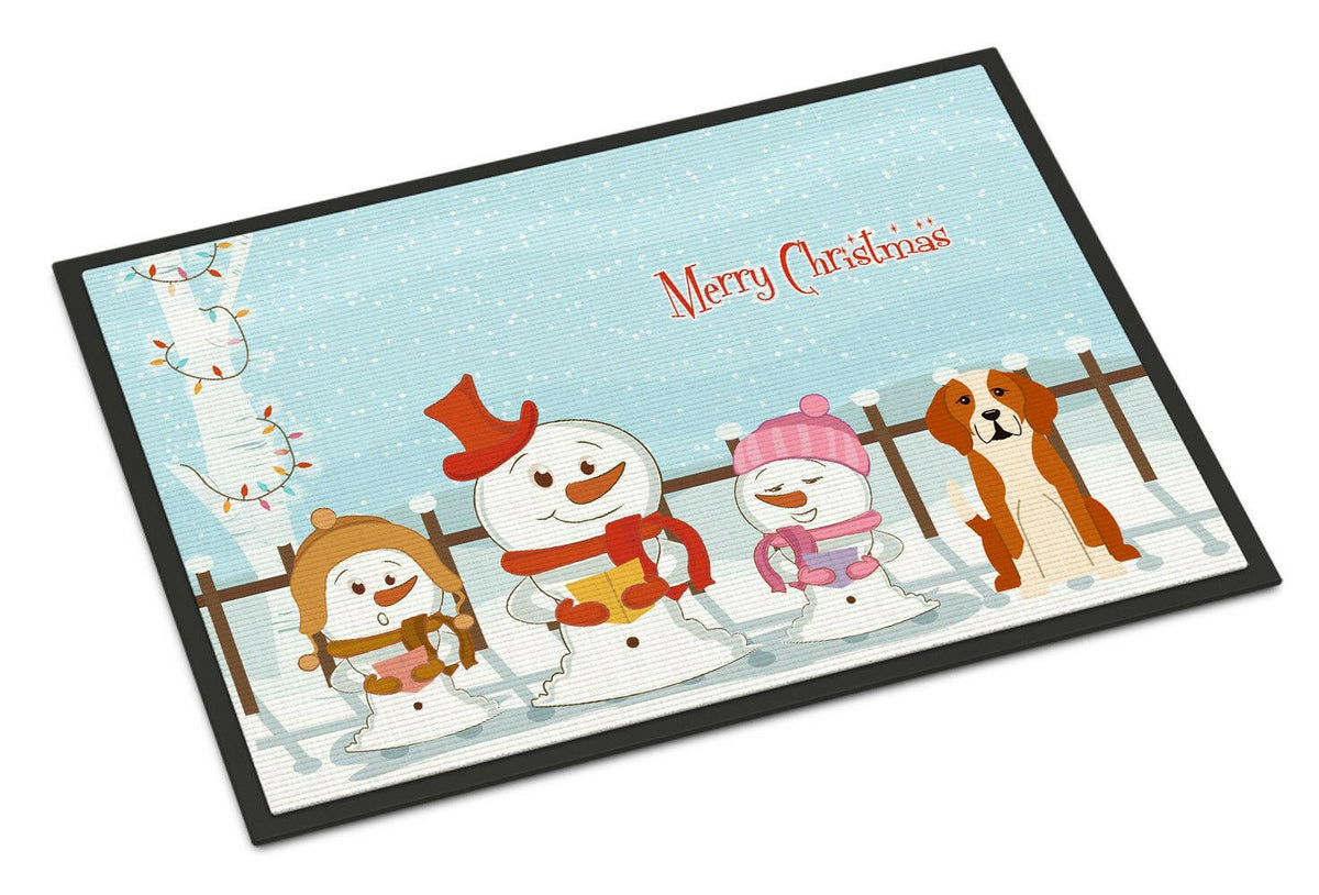 Merry Christmas Carolers English Foxhound Indoor or Outdoor Mat 24x36 BB2441JMAT - the-store.com