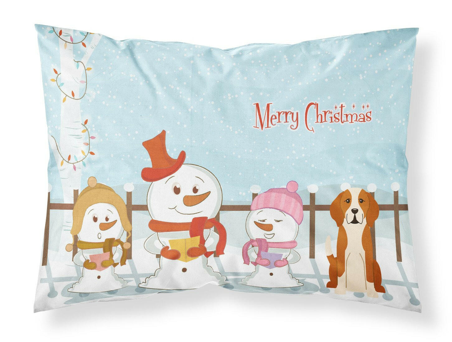 Merry Christmas Carolers English Foxhound Fabric Standard Pillowcase BB2441PILLOWCASE by Caroline's Treasures