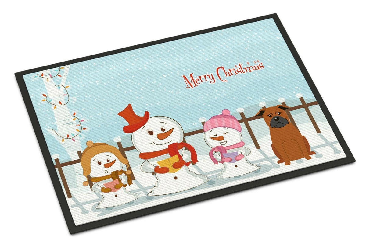 Merry Christmas Carolers Chinese Chongqing Dog Indoor or Outdoor Mat 18x27 BB2442MAT - the-store.com
