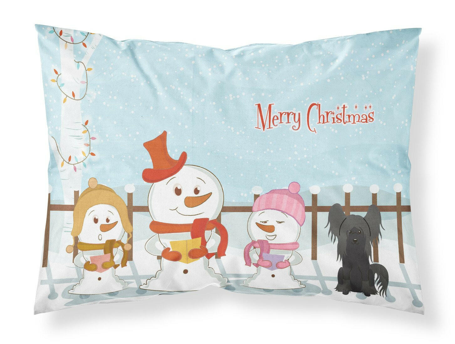 Merry Christmas Carolers Chinese Crested Black Fabric Standard Pillowcase BB2443PILLOWCASE by Caroline's Treasures
