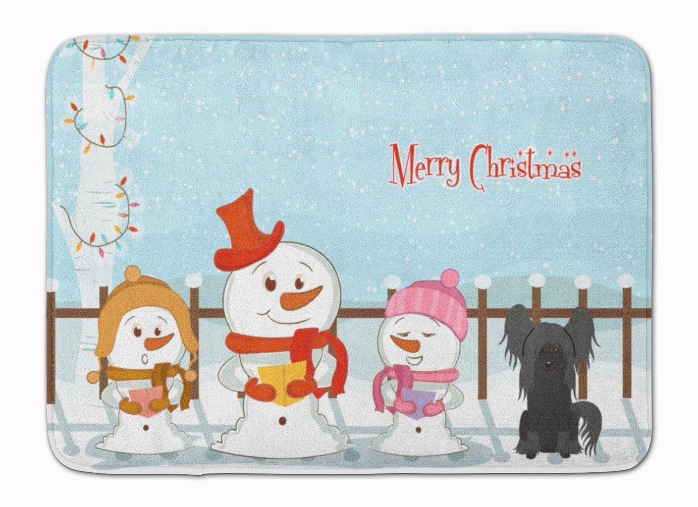 Merry Christmas Carolers Chinese Crested Black Machine Washable Memory Foam Mat BB2443RUG - the-store.com