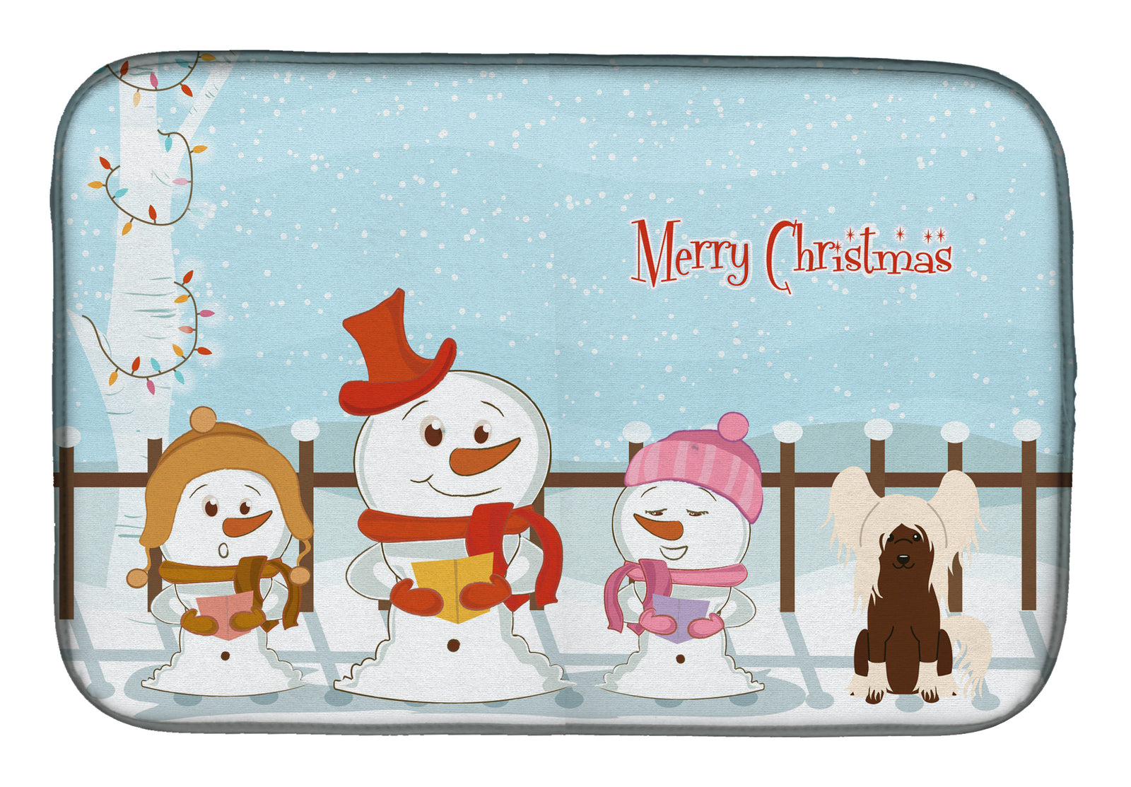 Merry Christmas Carolers Chinese Crested Cream Dish Drying Mat BB2444DDM  the-store.com.