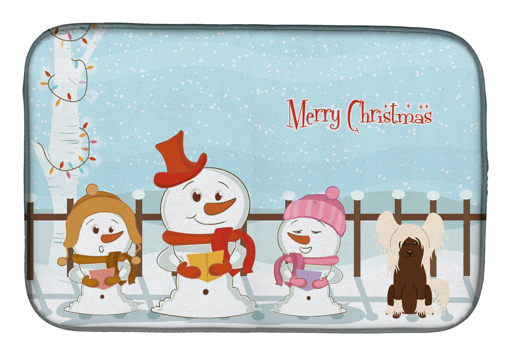 Merry Christmas Carolers Chinese Crested Cream Dish Drying Mat BB2444DDM  the-store.com.
