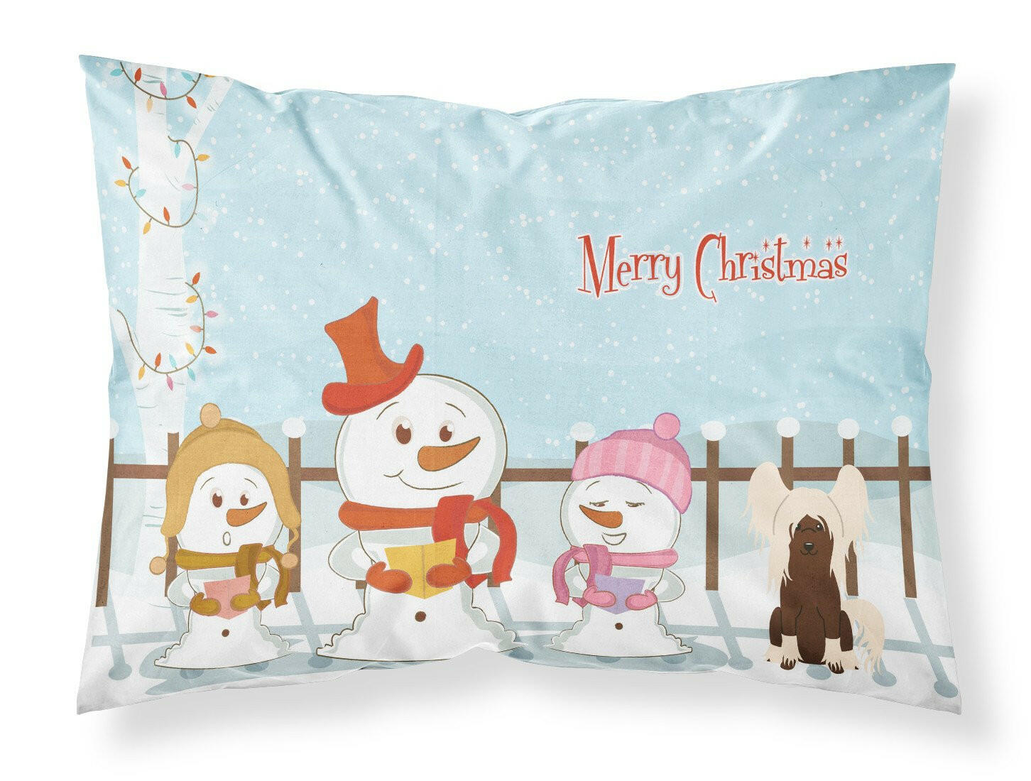 Merry Christmas Carolers Chinese Crested Cream Fabric Standard Pillowcase BB2444PILLOWCASE by Caroline's Treasures