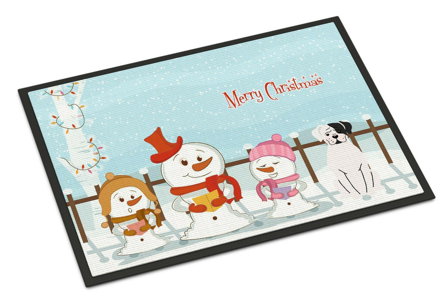 Merry Christmas Carolers White Boxer Cooper Indoor or Outdoor Mat 18x27 BB2445MAT - the-store.com