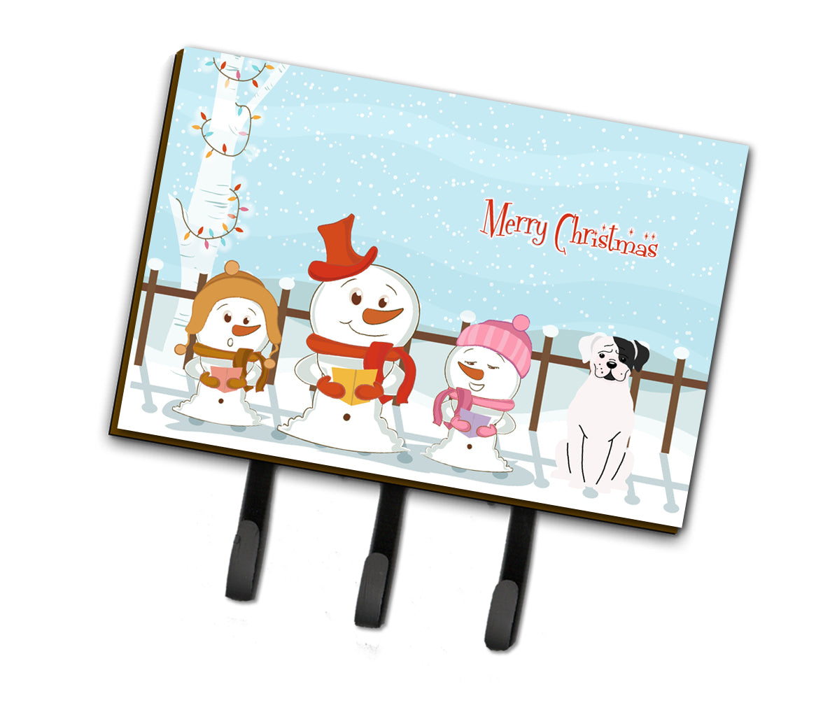 Merry Christmas Carolers White Boxer Cooper Leash or Key Holder BB2445TH68  the-store.com.