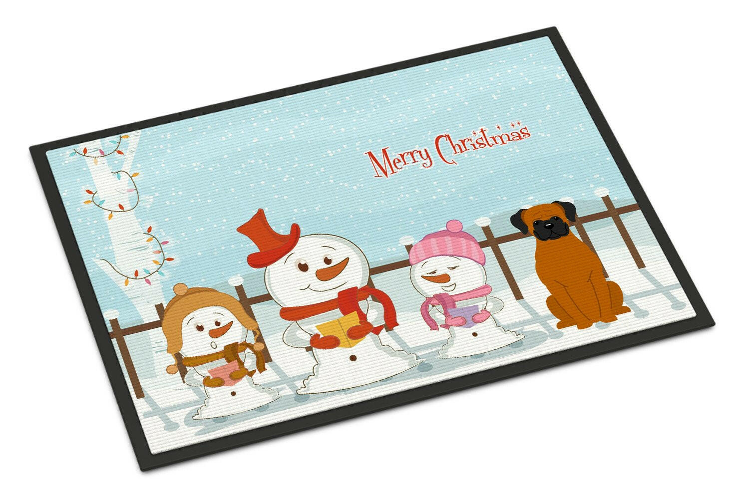 Merry Christmas Carolers Fawn Boxer Indoor or Outdoor Mat 24x36 BB2446JMAT - the-store.com