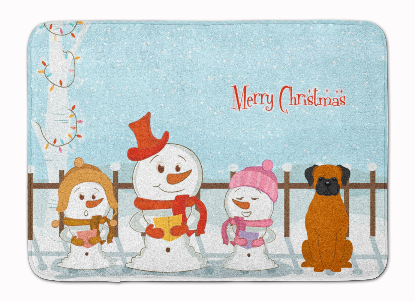 Merry Christmas Carolers Fawn Boxer Machine Washable Memory Foam Mat BB2446RUG - the-store.com