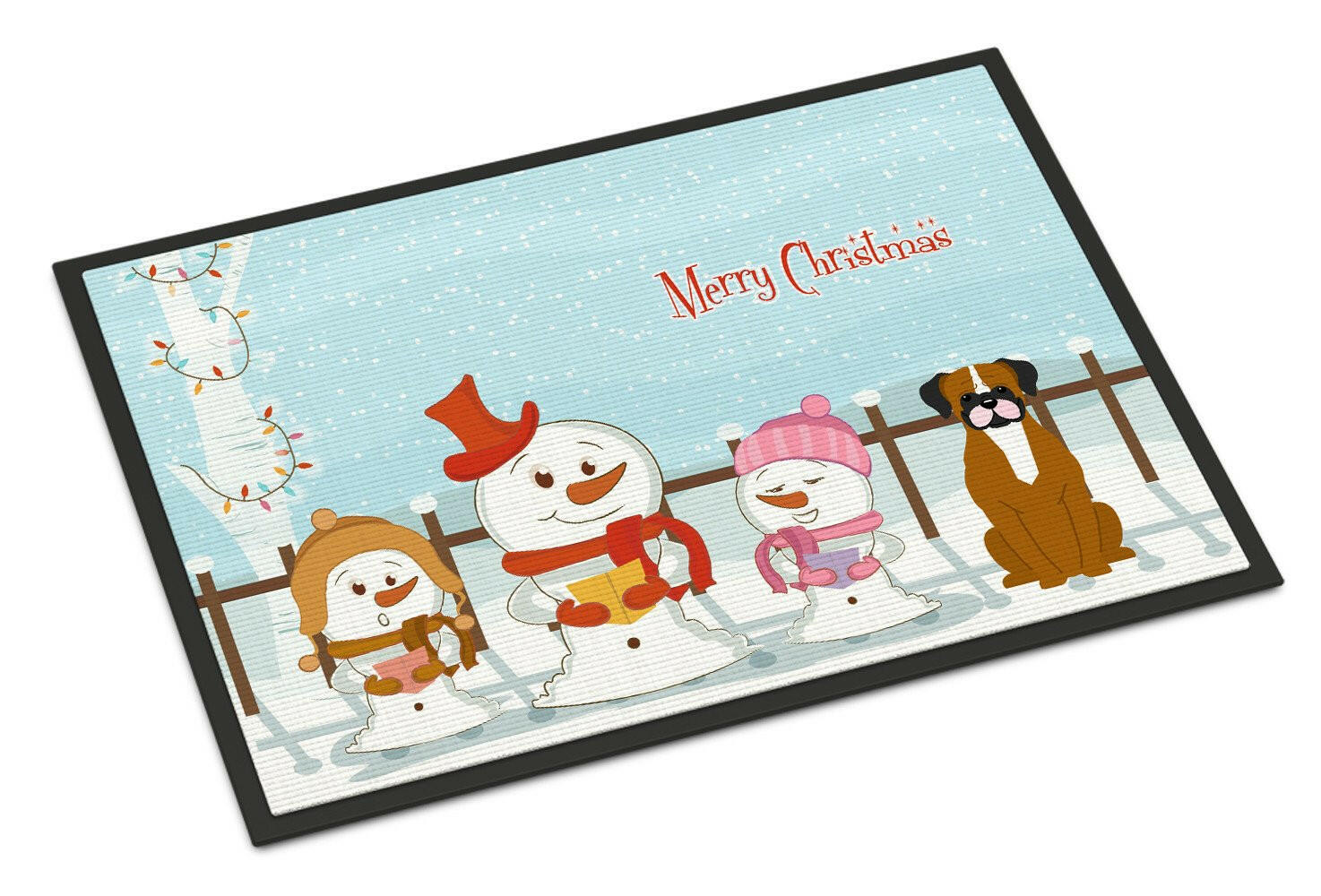 Merry Christmas Carolers Flashy Fawn Boxer Indoor or Outdoor Mat 18x27 BB2447MAT - the-store.com