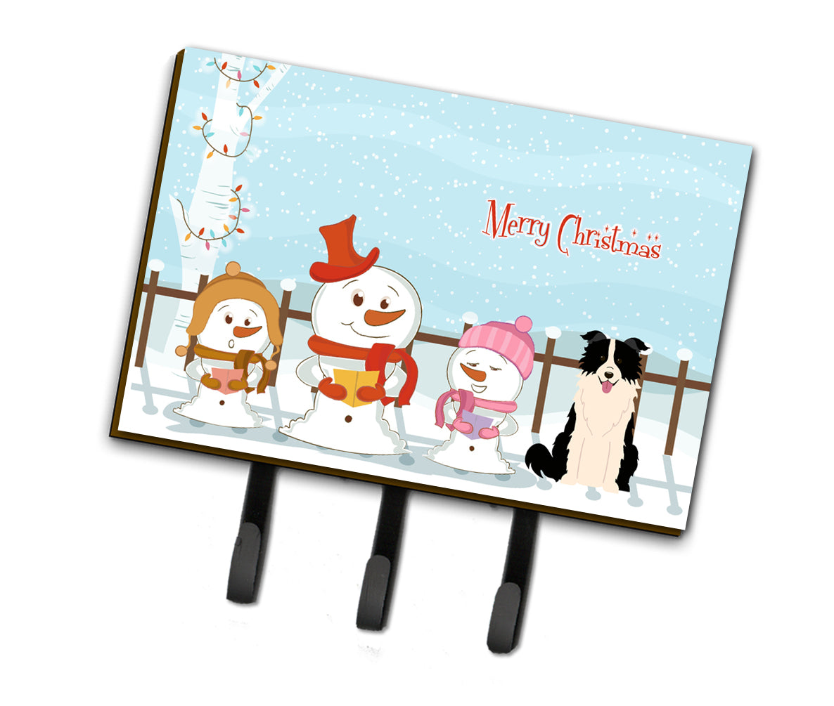 Merry Christmas Carolers Border Collie Black White Leash or Key Holder BB2449TH68