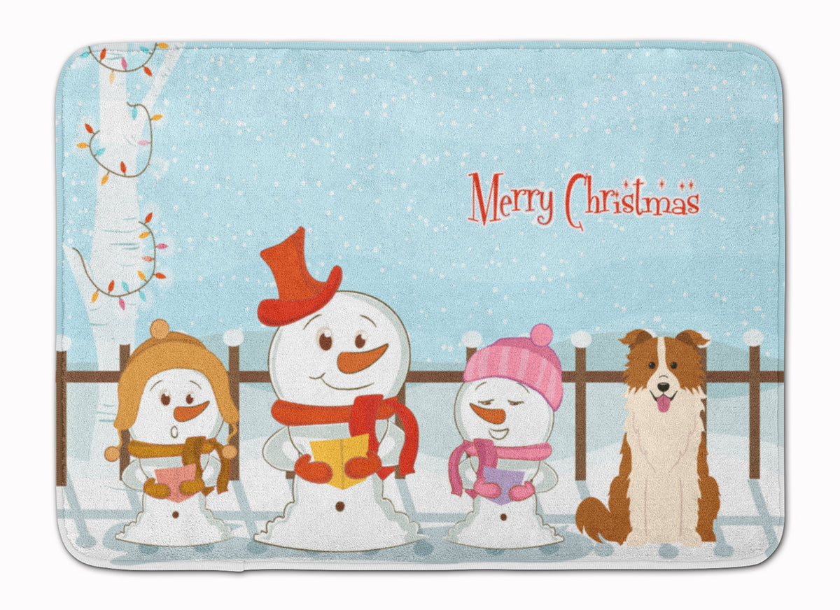 Merry Christmas Carolers Border Collie Red White Machine Washable Memory Foam Mat BB2450RUG - the-store.com