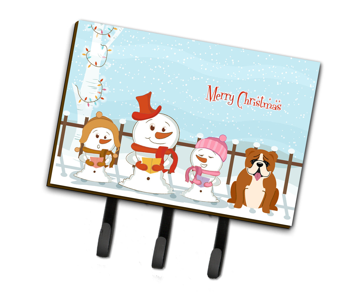 Merry Christmas Carolers English Bulldog Red White Leash or Key Holder BB2451TH68