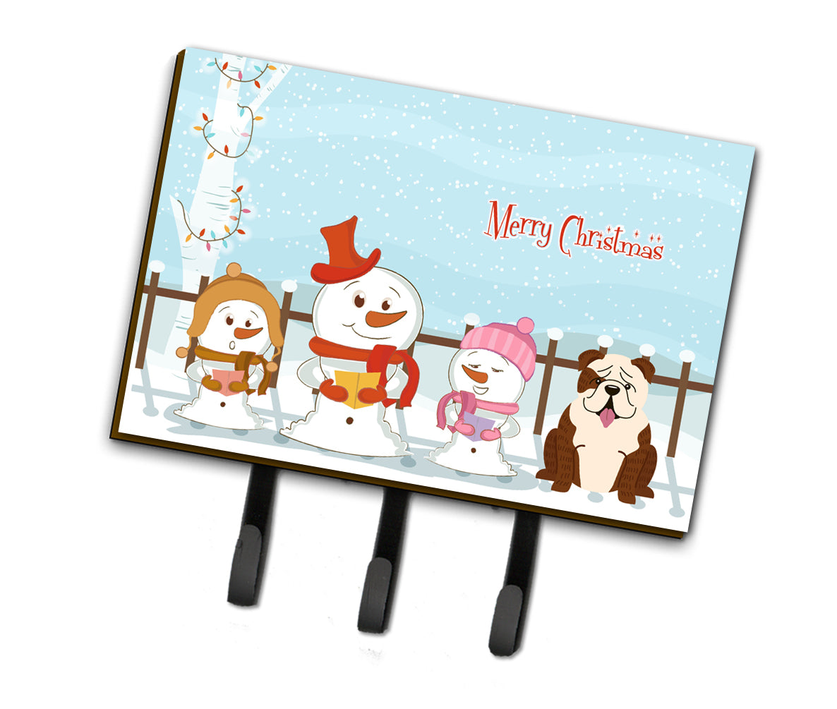 Merry Christmas Carolers English Bulldog Brindle White Leash or Key Holder BB2452TH68