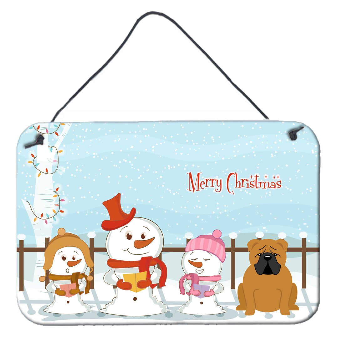 Merry Christmas Carolers English Bulldog Red Wall or Door Hanging Prints BB2453DS812 by Caroline&#39;s Treasures