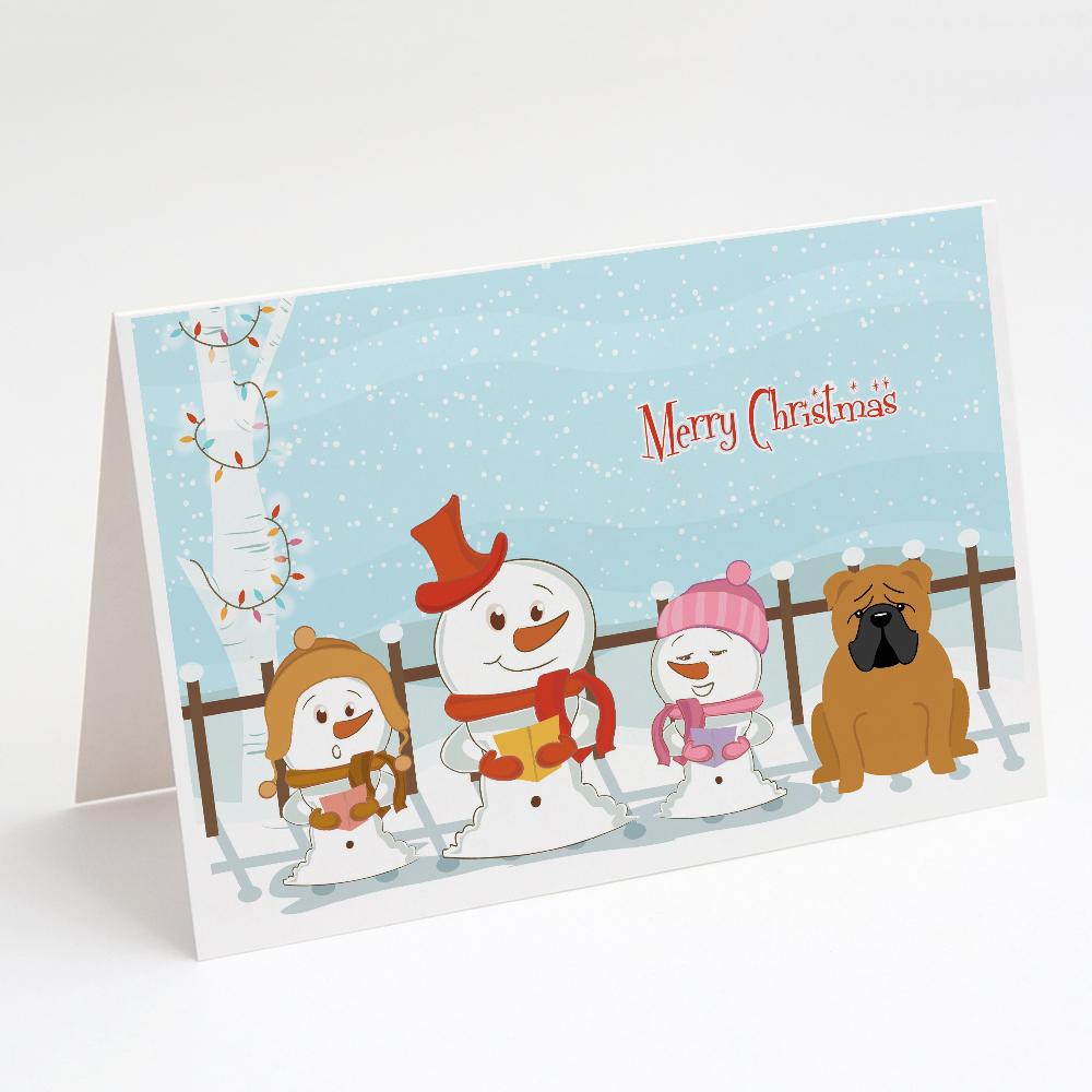 Buy this Merry Christmas Carolers English Bulldog Red Greeting Cards and Envelopes Pack of 8