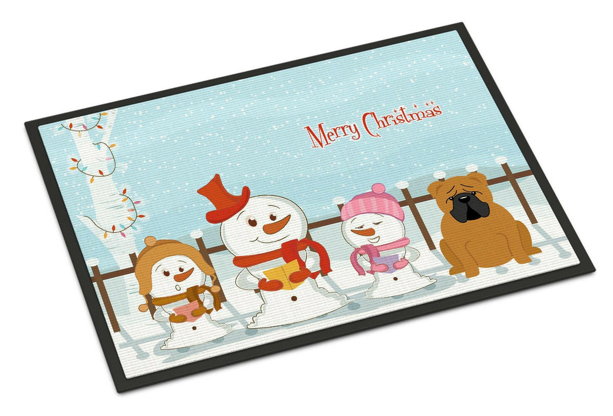 Merry Christmas Carolers English Bulldog Red Indoor or Outdoor Mat 18x27 BB2453MAT - the-store.com