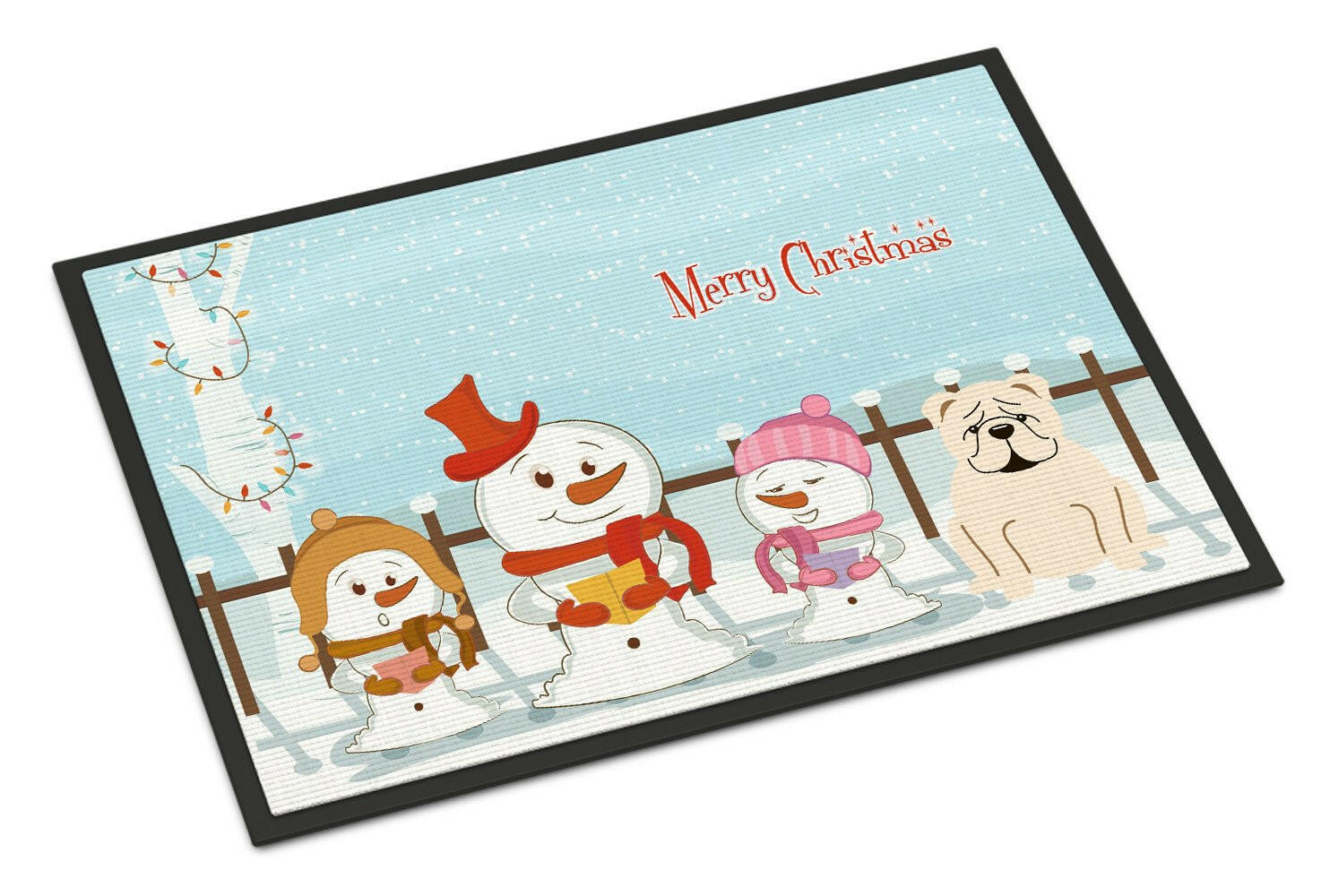 Merry Christmas Carolers English Bulldog White Indoor or Outdoor Mat 24x36 BB2454JMAT - the-store.com
