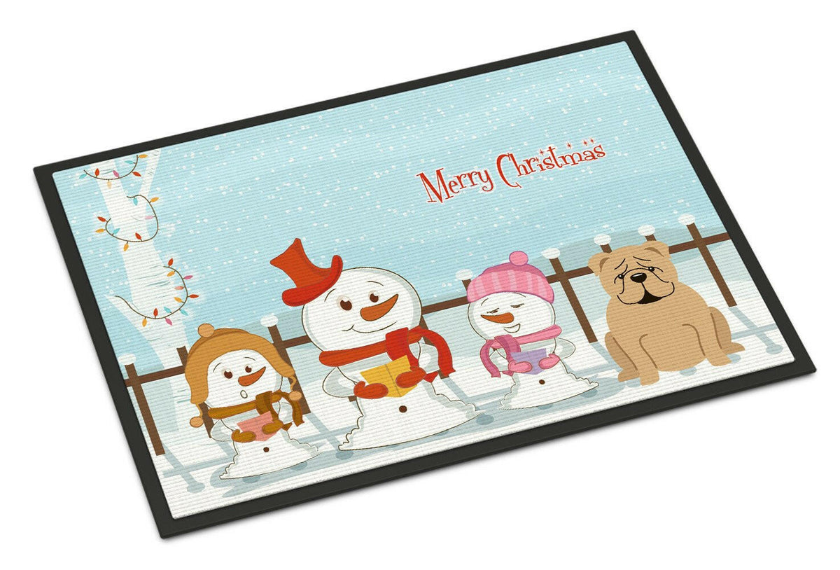Merry Christmas Carolers English Bulldog Fawn Indoor or Outdoor Mat 24x36 BB2455JMAT - the-store.com