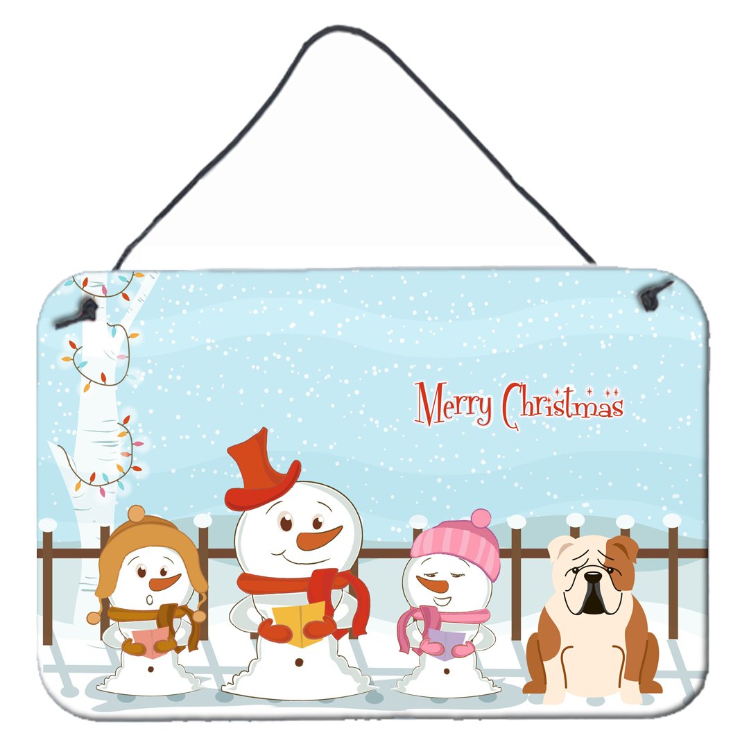 Merry Christmas Carolers English Bulldog Fawn White Wall or Door Hanging Prints BB2456DS812 by Caroline&#39;s Treasures