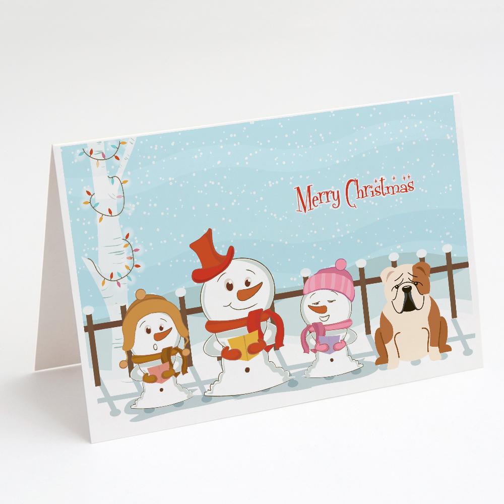 Buy this Merry Christmas Carolers English Bulldog Fawn White Greeting Cards and Envelopes Pack of 8