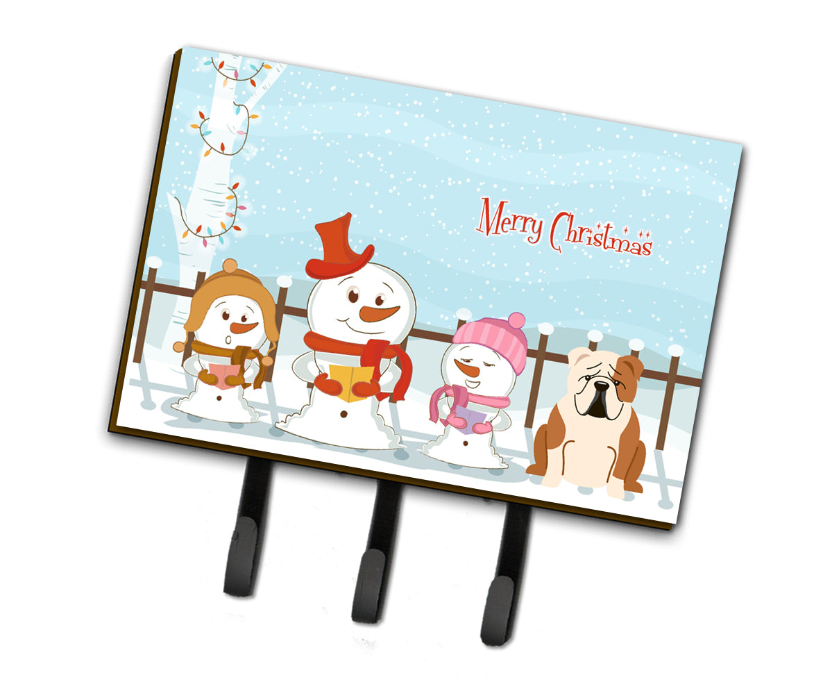 Merry Christmas Carolers English Bulldog Fawn White Leash or Key Holder BB2456TH68