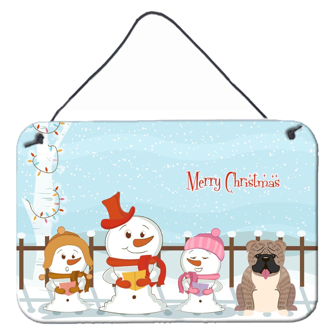 Merry Christmas Carolers English Bulldog Grey Brindle Wall or Door Hanging Prints BB2457DS812 by Caroline&#39;s Treasures