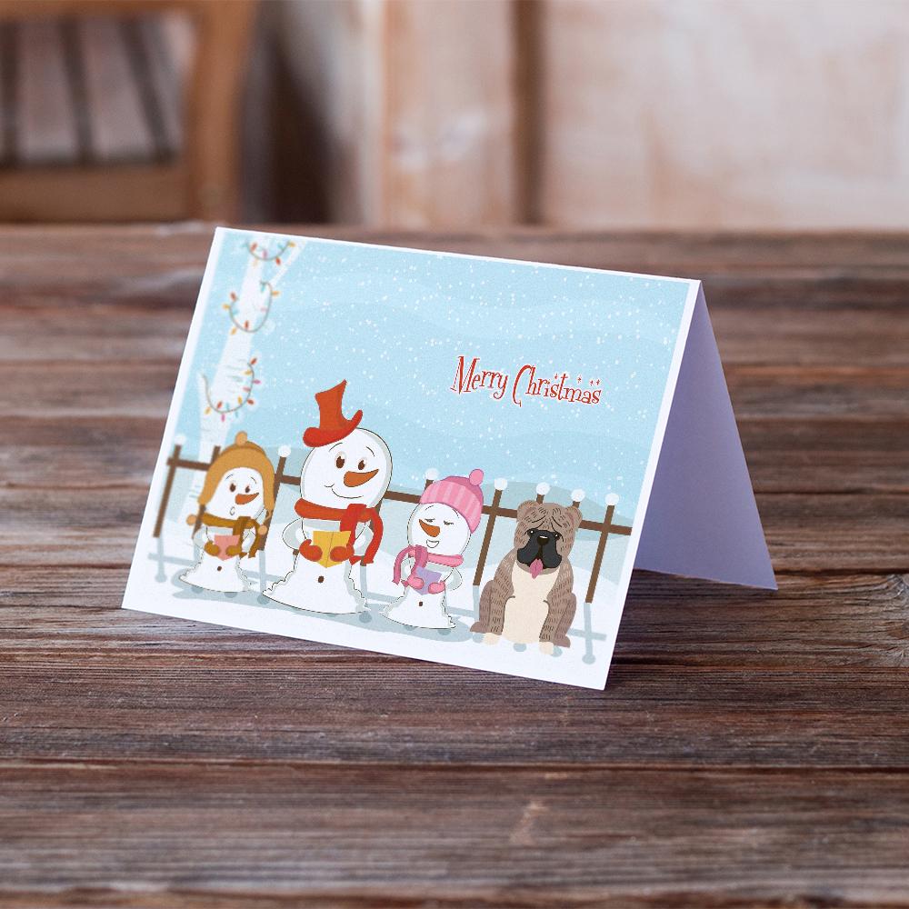 Buy this Merry Christmas Carolers English Bulldog Grey Brindle Greeting Cards and Envelopes Pack of 8