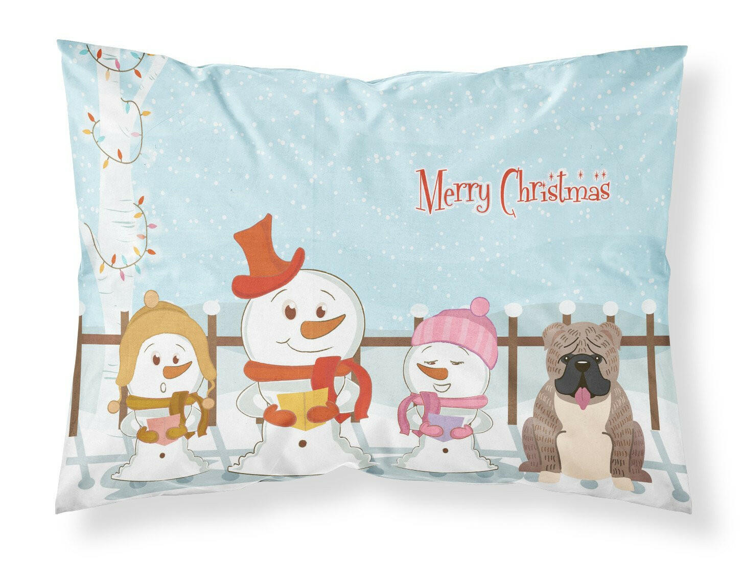 Merry Christmas Carolers English Bulldog Grey Brindle  Fabric Standard Pillowcase BB2457PILLOWCASE by Caroline's Treasures