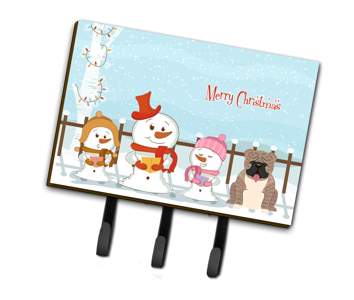 Merry Christmas Carolers English Bulldog Grey Brindle  Leash or Key Holder BB2457TH68