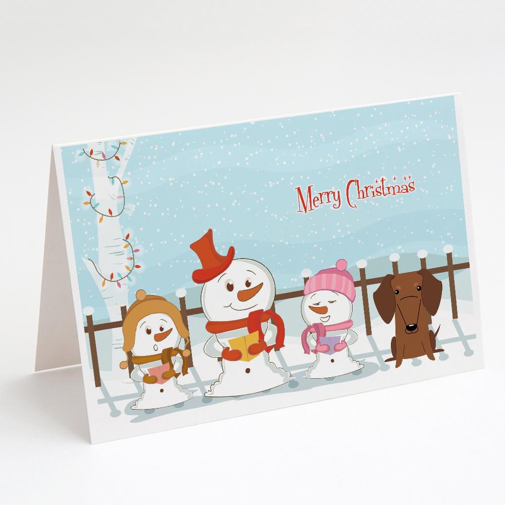 Buy this Merry Christmas Carolers Dachshund Red Brown Greeting Cards and Envelopes Pack of 8