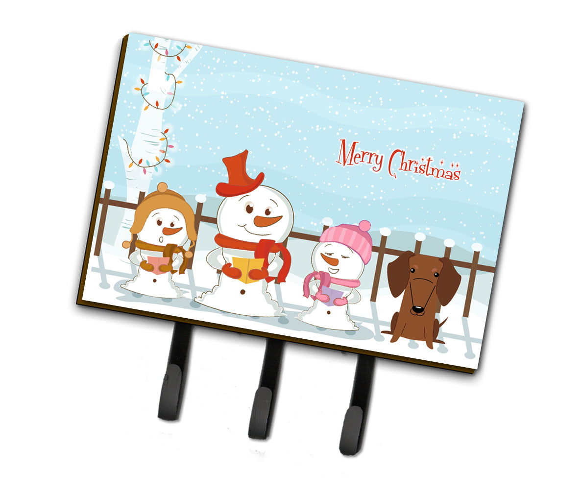Merry Christmas Carolers Dachshund Red Brown Leash or Key Holder BB2461TH68