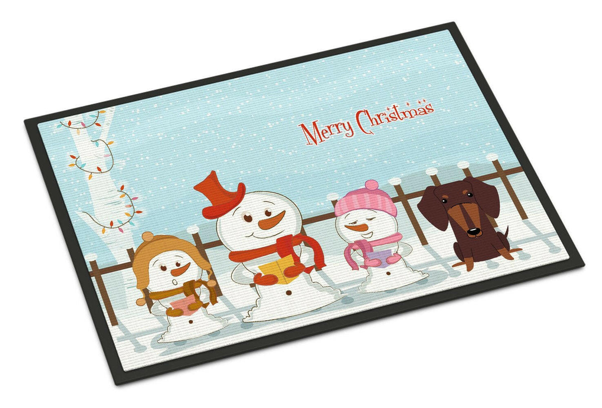 Merry Christmas Carolers Dachshund Chocolate Indoor or Outdoor Mat 24x36 BB2462JMAT - the-store.com