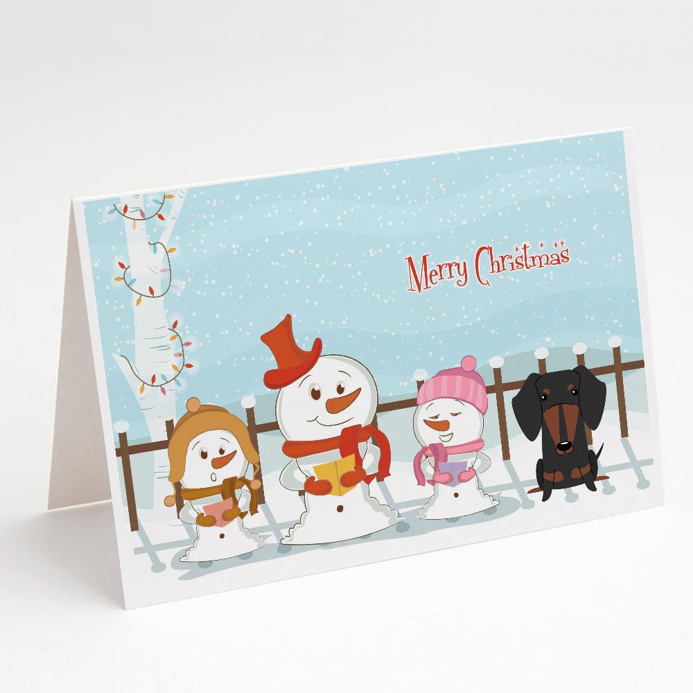Buy this Merry Christmas Carolers Dachshund Black Tan Greeting Cards and Envelopes Pack of 8