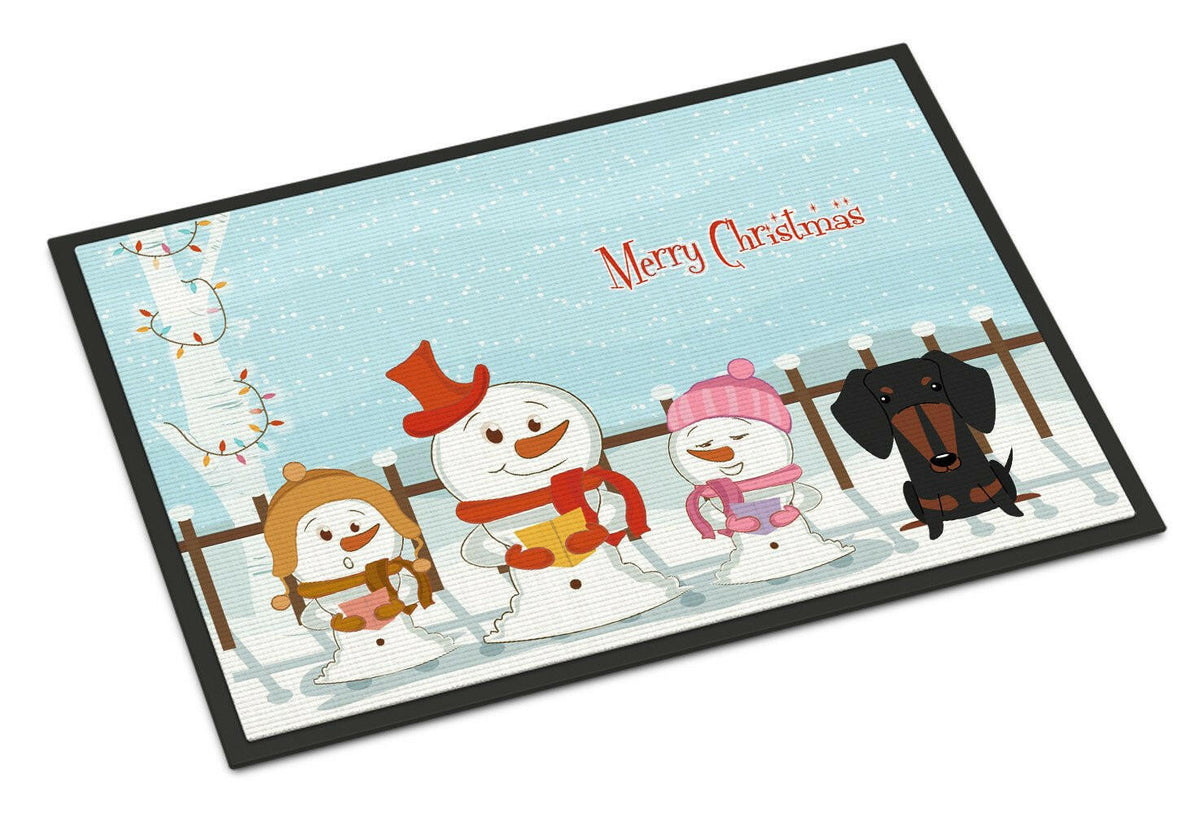 Merry Christmas Carolers Dachshund Black Tan Indoor or Outdoor Mat 24x36 BB2463JMAT - the-store.com