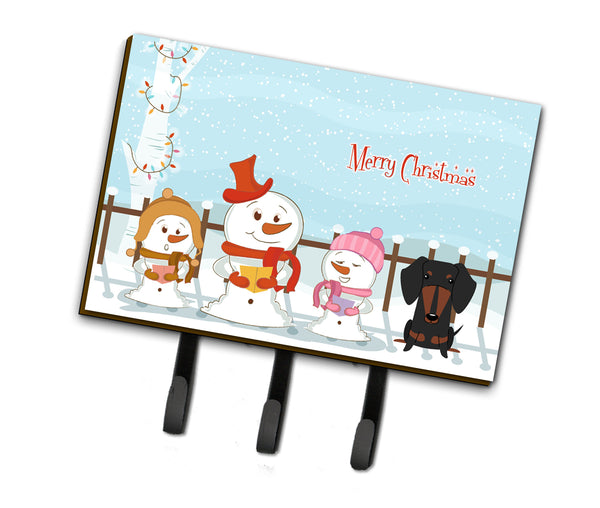 Merry Christmas Carolers Dachshund Black Tan Leash or Key Holder BB2463TH68