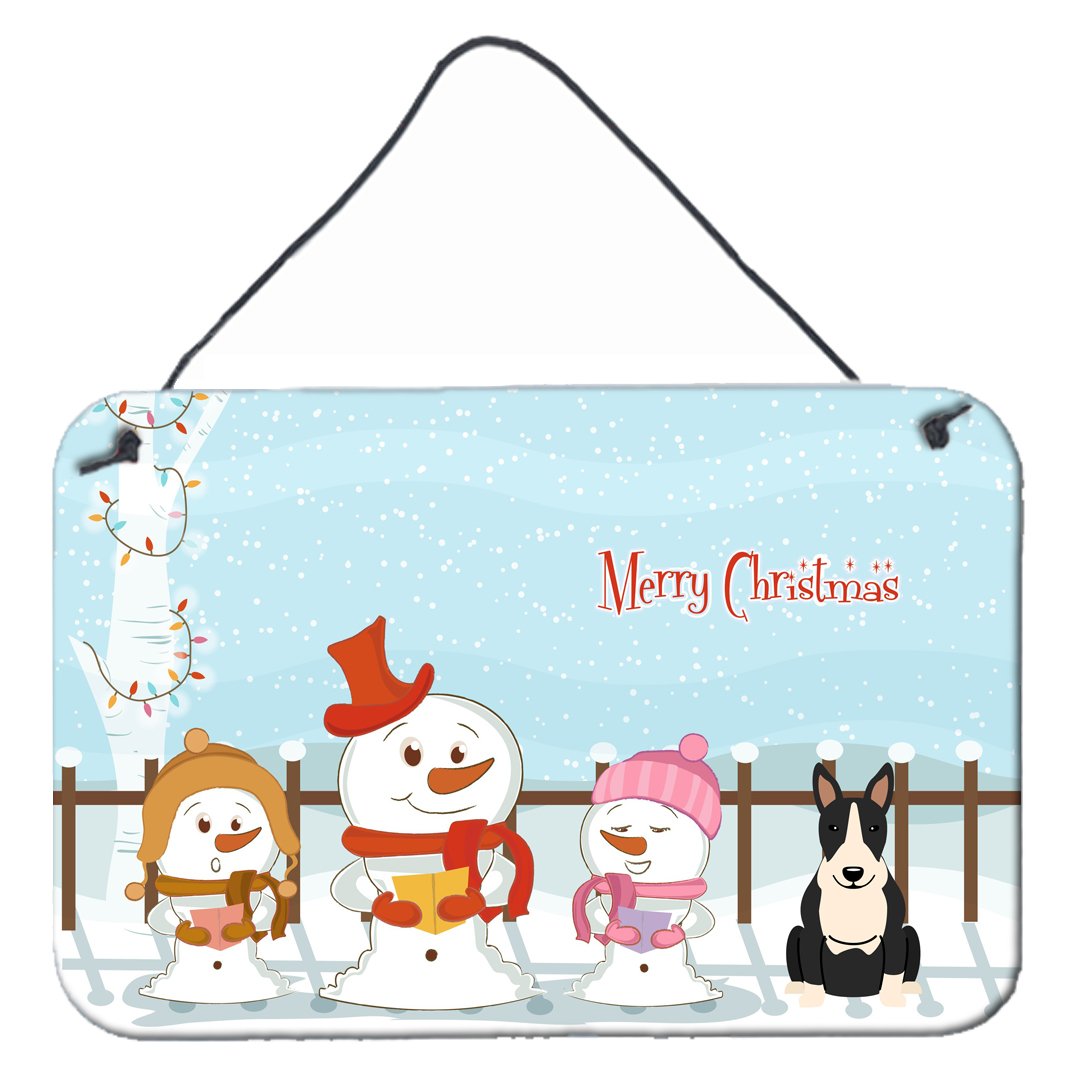 Merry Christmas Carolers Bull Terrier Black White Wall or Door Hanging Prints BB2464DS812 by Caroline&#39;s Treasures
