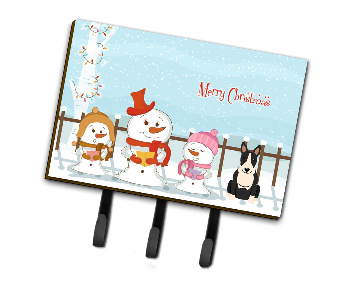 Merry Christmas Carolers Bull Terrier Black White Leash or Key Holder BB2464TH68