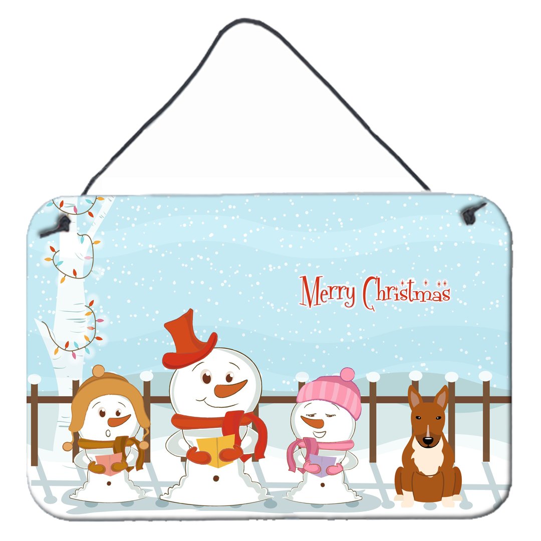 Merry Christmas Carolers Bull Terrier Red Wall or Door Hanging Prints BB2465DS812 by Caroline&#39;s Treasures