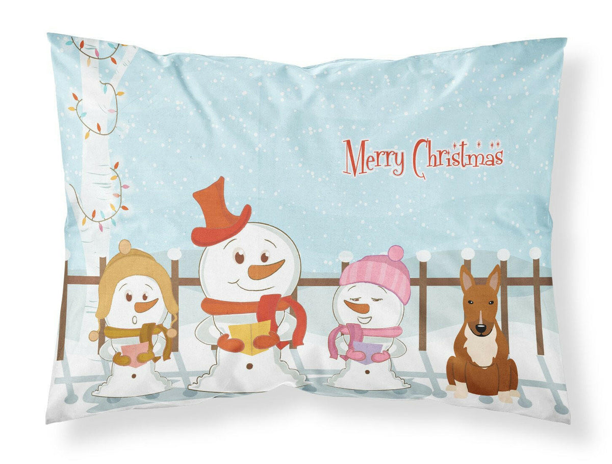 Merry Christmas Carolers Bull Terrier Red Fabric Standard Pillowcase BB2465PILLOWCASE by Caroline&#39;s Treasures