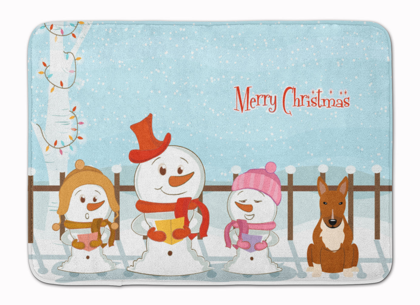 Merry Christmas Carolers Bull Terrier Red Machine Washable Memory Foam Mat BB2465RUG - the-store.com