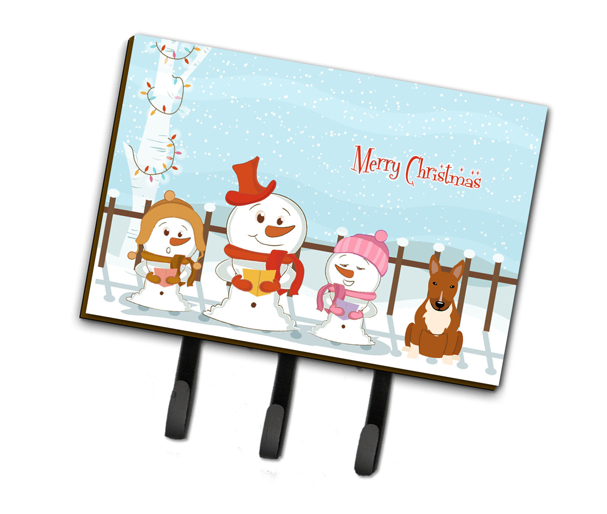 Merry Christmas Carolers Bull Terrier Red Leash or Key Holder BB2465TH68  the-store.com.