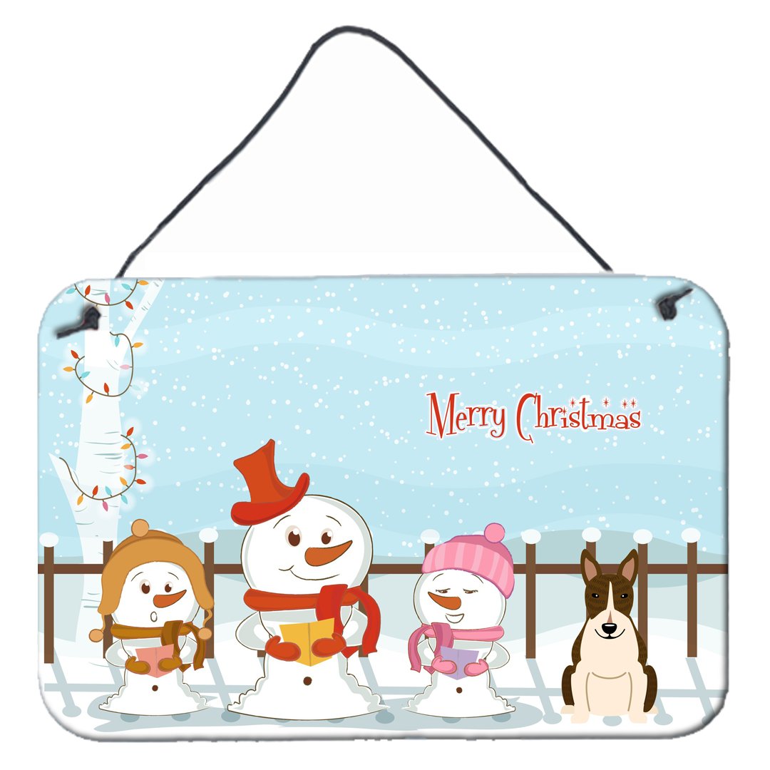 Merry Christmas Carolers Bull Terrier Dark Brindle Wall or Door Hanging Prints BB2467DS812 by Caroline&#39;s Treasures