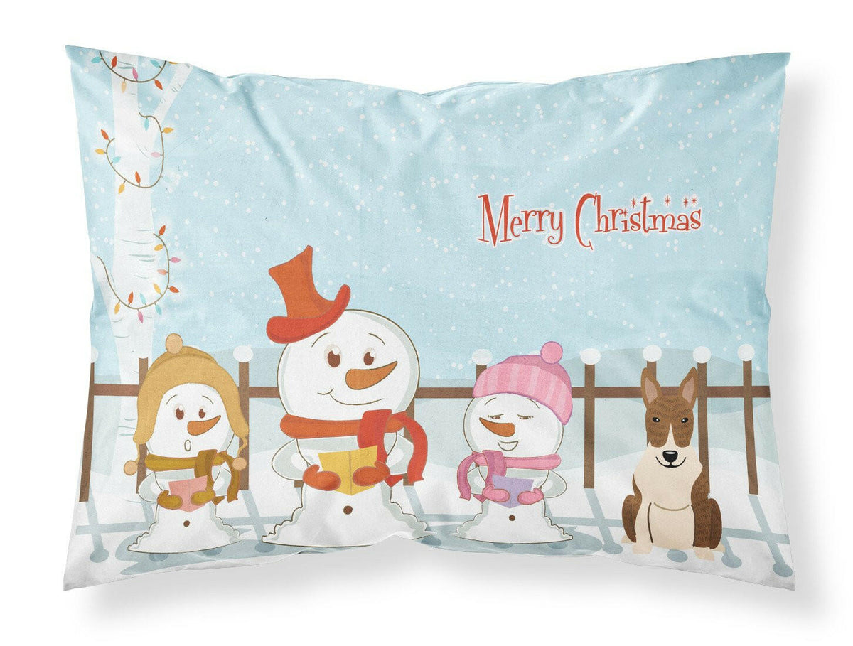 Merry Christmas Carolers Bull Terrier Brindle Fabric Standard Pillowcase BB2468PILLOWCASE by Caroline&#39;s Treasures
