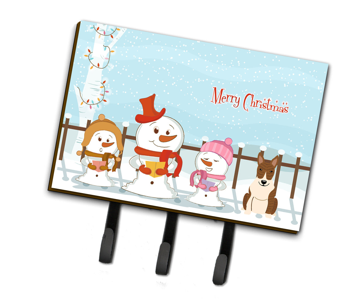 Merry Christmas Carolers Bull Terrier Brindle Leash or Key Holder BB2468TH68  the-store.com.