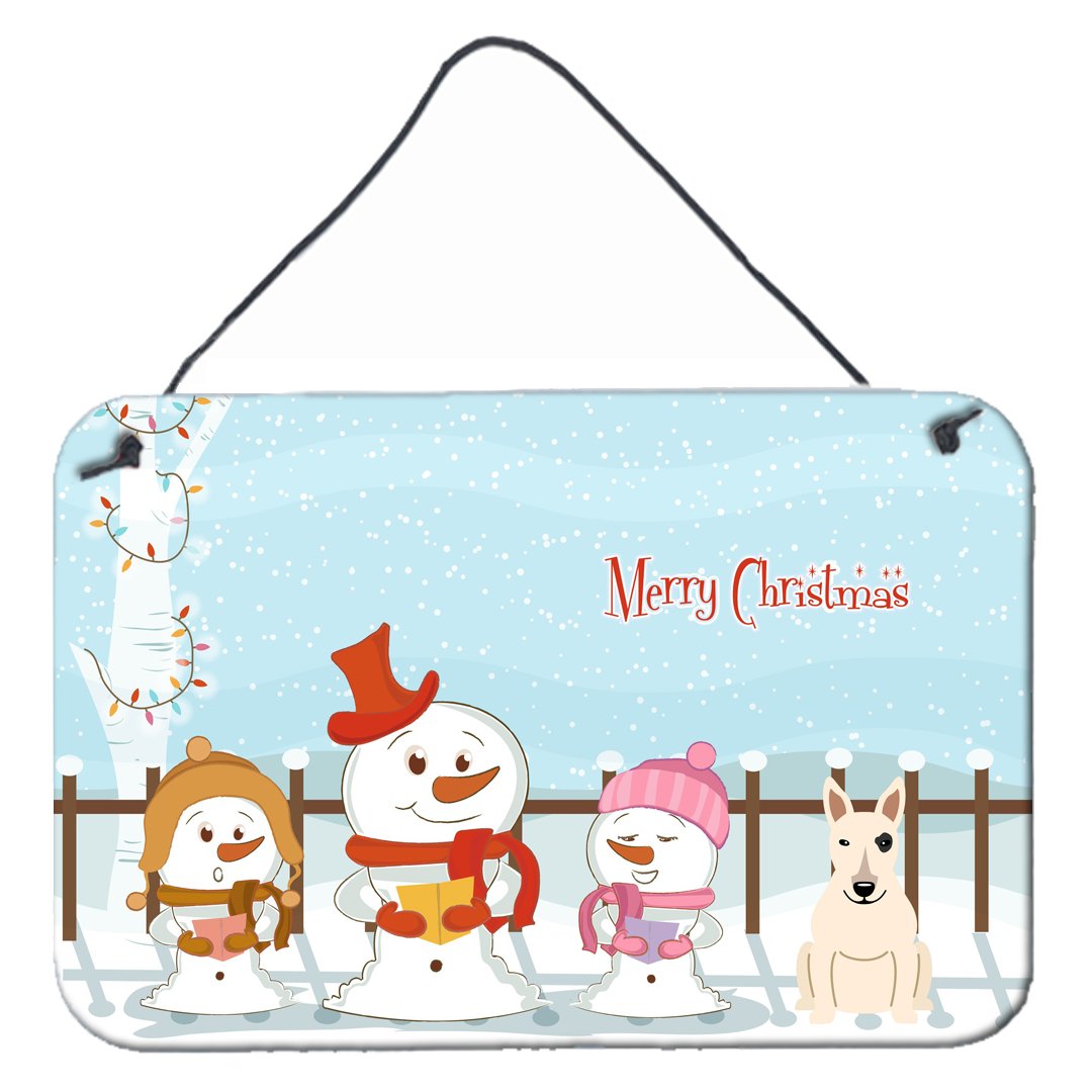 Merry Christmas Carolers Bull Terrier White Wall or Door Hanging Prints by Caroline's Treasures