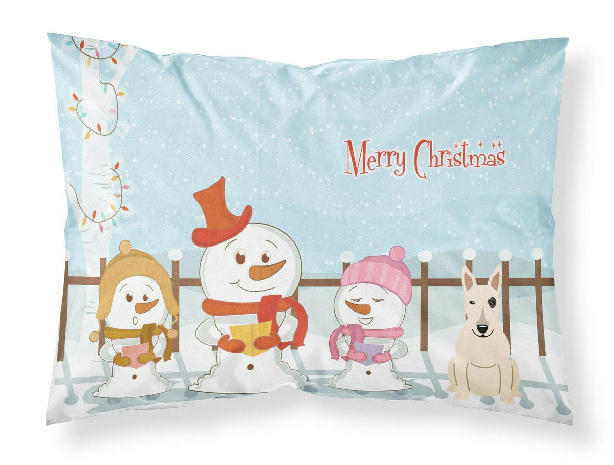 Merry Christmas Carolers Bull Terrier White Fabric Standard Pillowcase BB2469PILLOWCASE by Caroline&#39;s Treasures