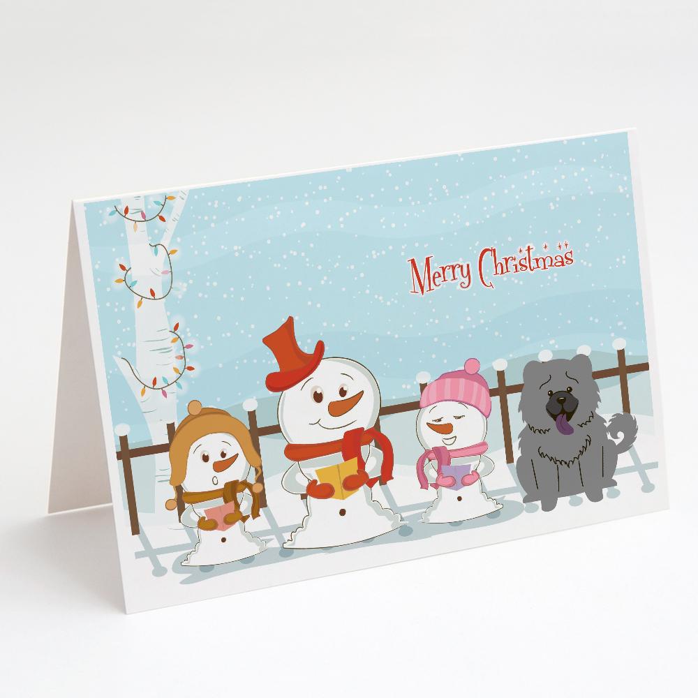 Buy this Merry Christmas Carolers Chow Chow Blue Greeting Cards and Envelopes Pack of 8