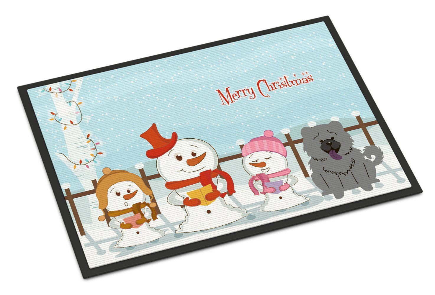 Merry Christmas Carolers Chow Chow Blue Indoor or Outdoor Mat 24x36 BB2470JMAT - the-store.com